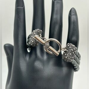 Michael Dawkins Starry Night Sterling & Leather Bracelet